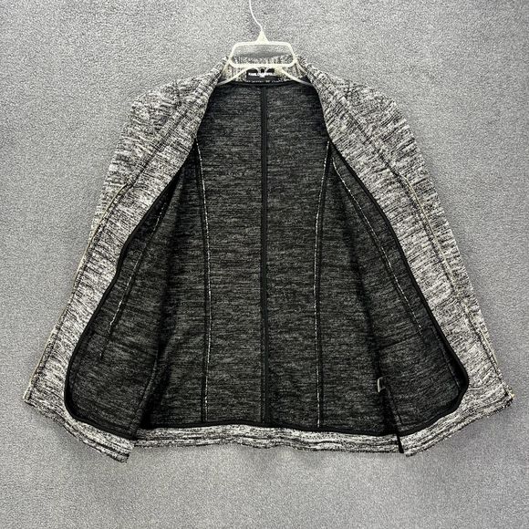 Karl Lagerfeld Jacket Womens XL Tweed Full Zip Blazer Raw Hem Black White - Picture 8 of 14